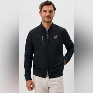 johnnie-O Black Bomber Jacket with Embroidered UGA Logo